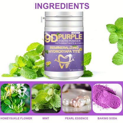 Cilaeuti 9D Purple Tooth Powder - Deep Clean & Remineralizing, Hydroxyapatite Formula