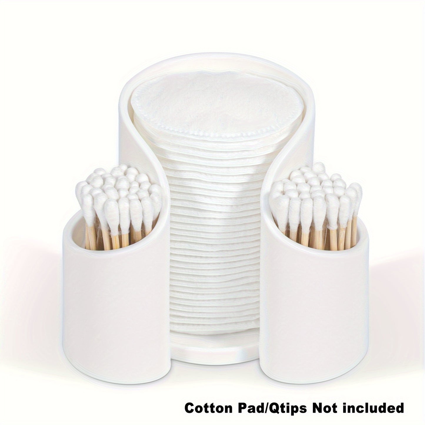 Versatile plastic dispenser for pads and dental floss, with countertop storage. Can be used independently without electricity.