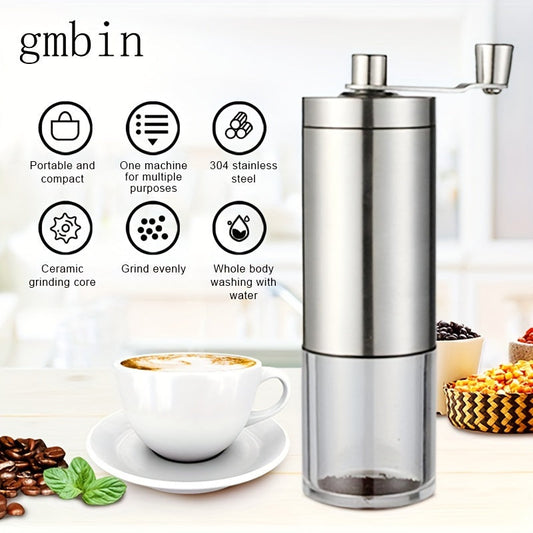 Portable coffee bean grinder designed for home use that is manually operated