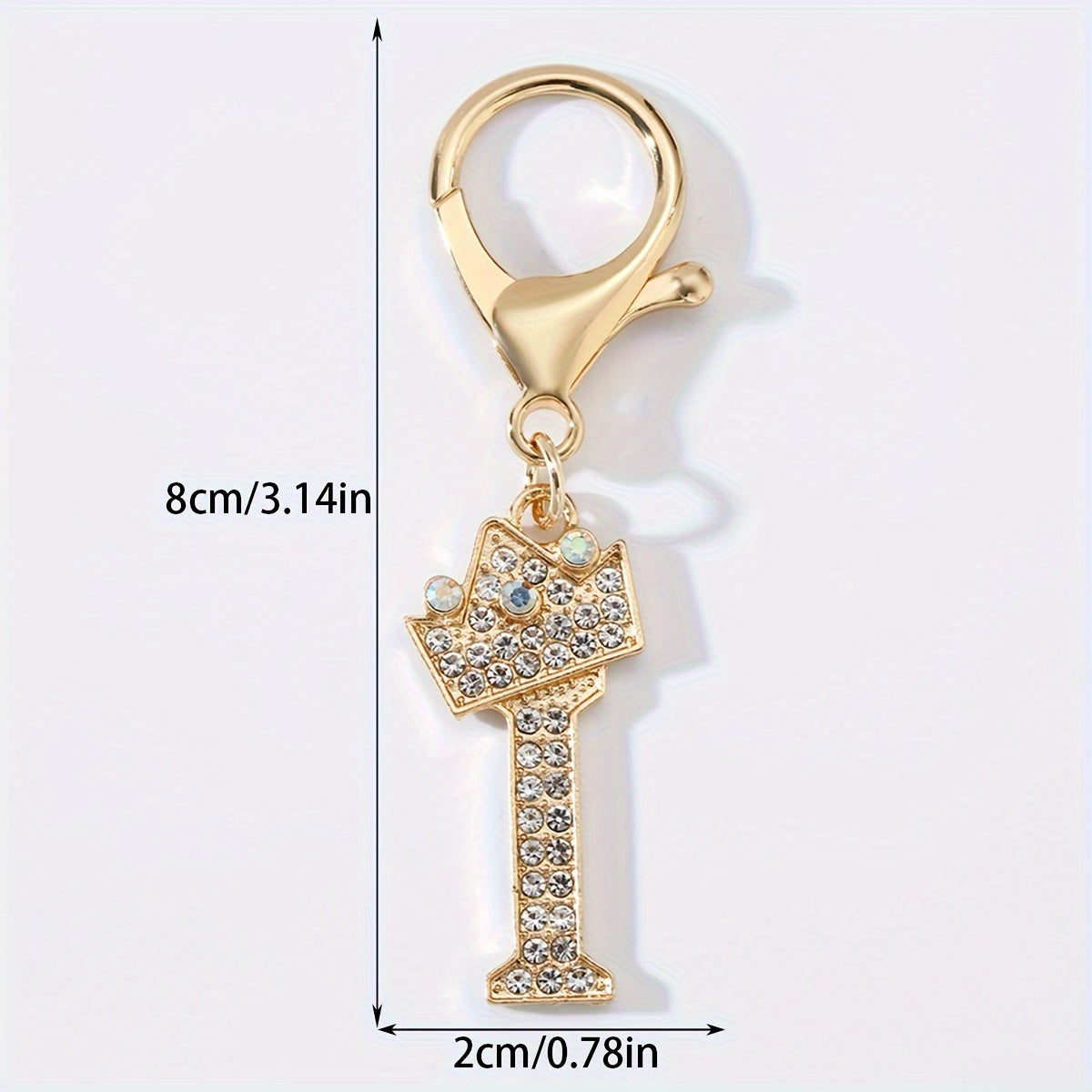 1pc Fashion Zinc Alloy Artificial Diamond Crown 26 English Letters Key Chain for Men, Bag Pendant for Friends.