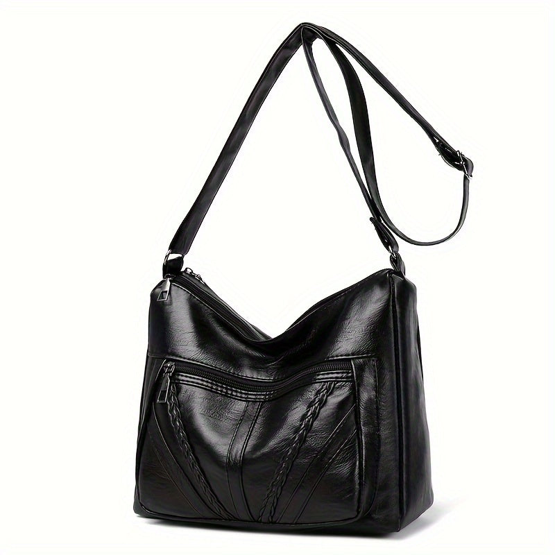 Large capacity crossbody purse with zipper closure for women's fashion.