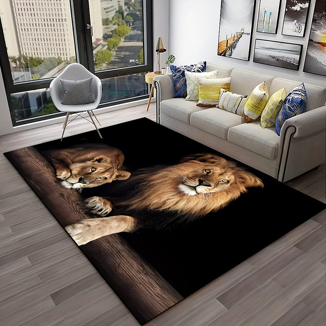 Upgrade your space with the exquisite 1pc Luxurious Crystal Velvet Area Mat featuring a stunning Double Lion Design. Made from anti-slip, machine washable polyester, this mat is perfect for the living room, bedroom, bathroom, or farmhouse decor.