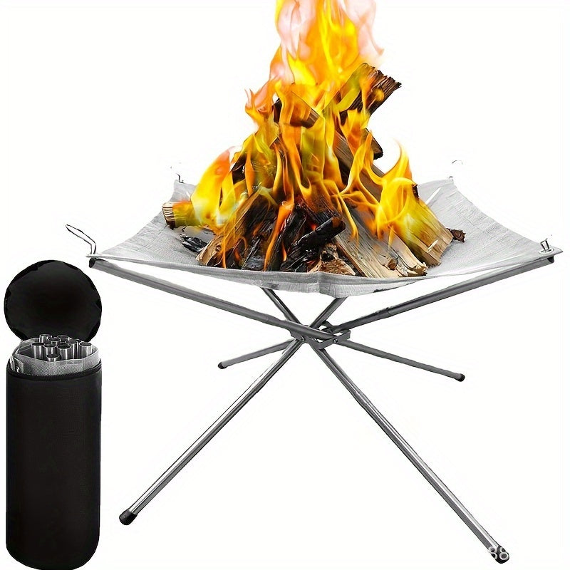 Portable Steel Camping Fire Pit that folds for easy transport - Perfect for campfires and gatherings in your backyard or while camping