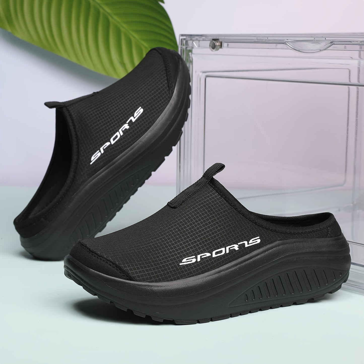 Women's slip-on sneakers with breathable mesh, EVA sole, comfortable insole, all-season low top design, stylish clogs, and slip-resistant.