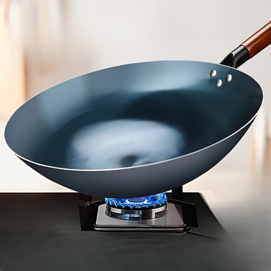 Versatile Cast Iron Wok with Non-Stick Coating and Removable Handle, Ideal for Gas Stove, Indoor & Outdoor Use, Essential Cookware for Your Kitchen