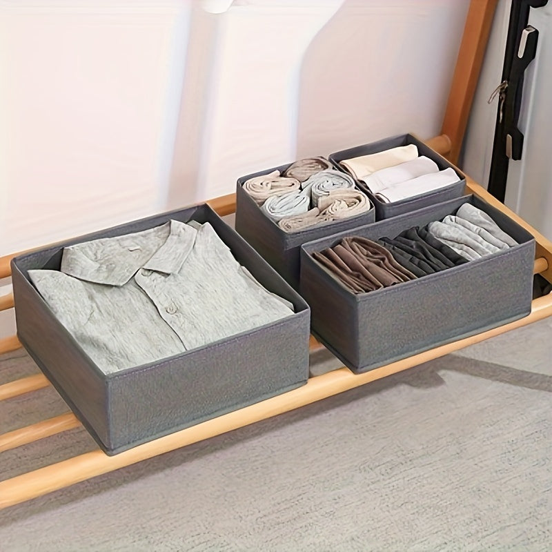 Set of 3 or 6 Classic Style Folding Storage Organizers. These rectangular multi-purpose closet organizer bins are ideal for storing clothes and accessories. They are non-waterproof drawer boxes that do not have lids, perfect for under-bed storage.