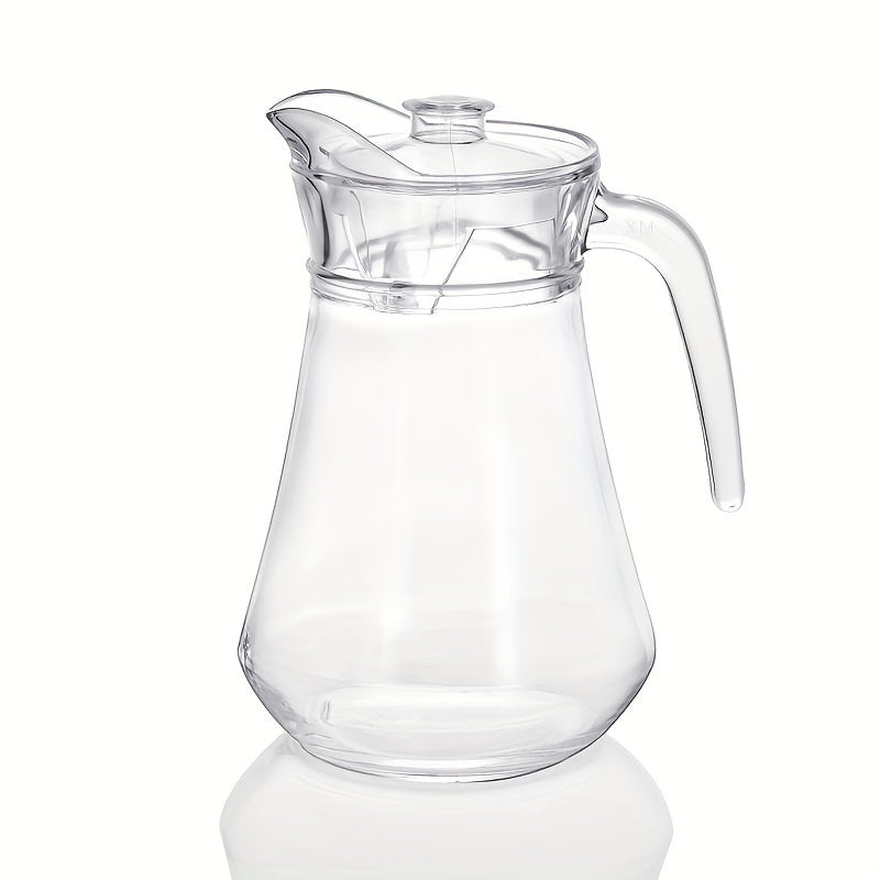 1 or 2 pieces of plastic pitcher with a lid, made of heat-resistant plastic for easy cleaning. This pitcher comes with a handle, suitable for both hot and cold beverages such as water, cold brew, iced tea, and juice. It can be used as a living room