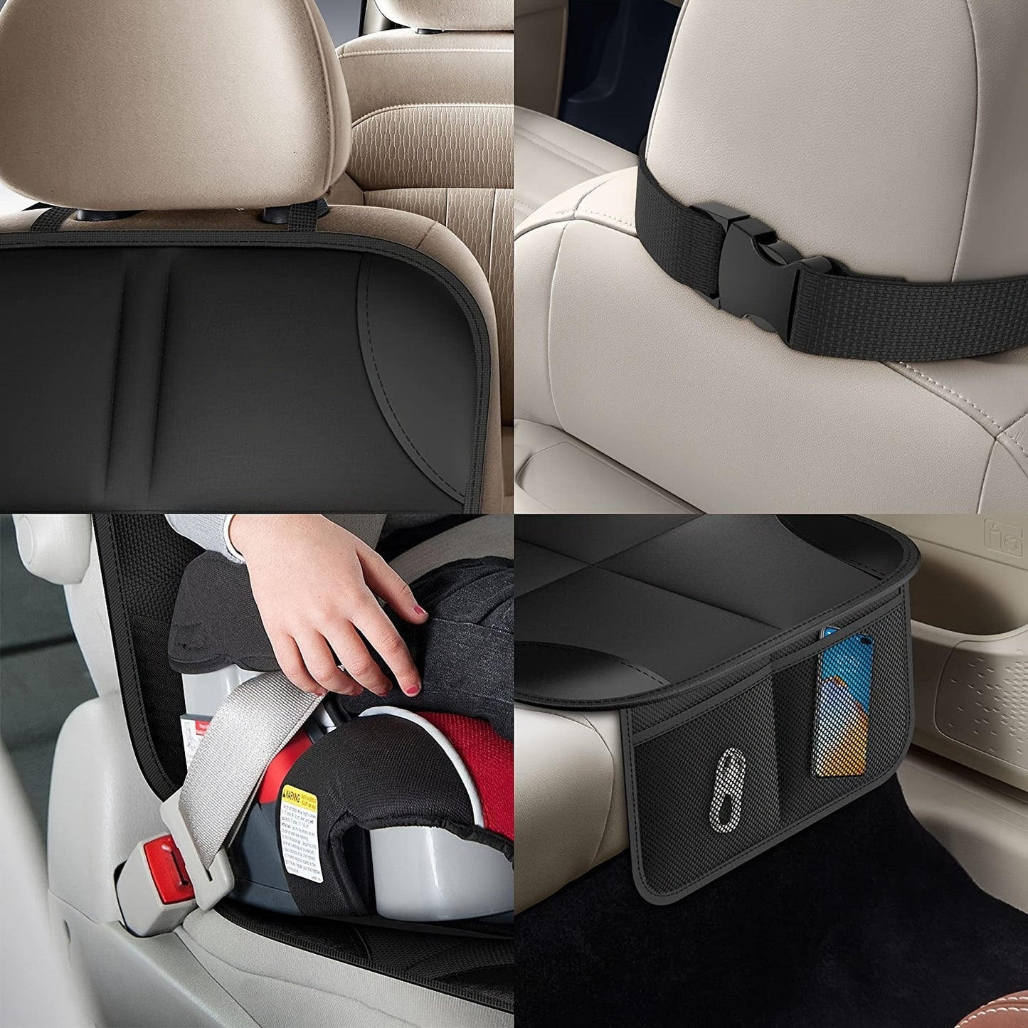 Durable Car Seat Cover for Ultimate Protection, Made of Breathable Flax PU Leather and Fabric, Non-Slip Design with Convenient Mesh Pockets, Waterproof Seat Protectors for All Vehicles, Front Chair Cushion for Added Comfort and Style, Essential Car