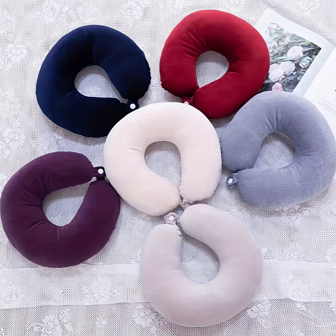 Soft and cozy U-shaped neck pillow for travel, office, and napping - perfect for airplanes and car rides