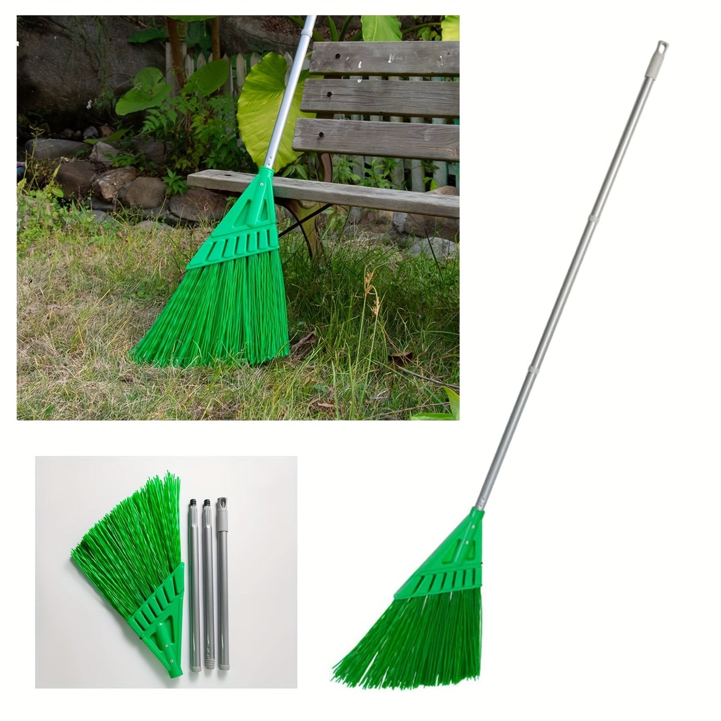 Long-handled outdoor commercial angle broom ideal for courtyards and hard floors.