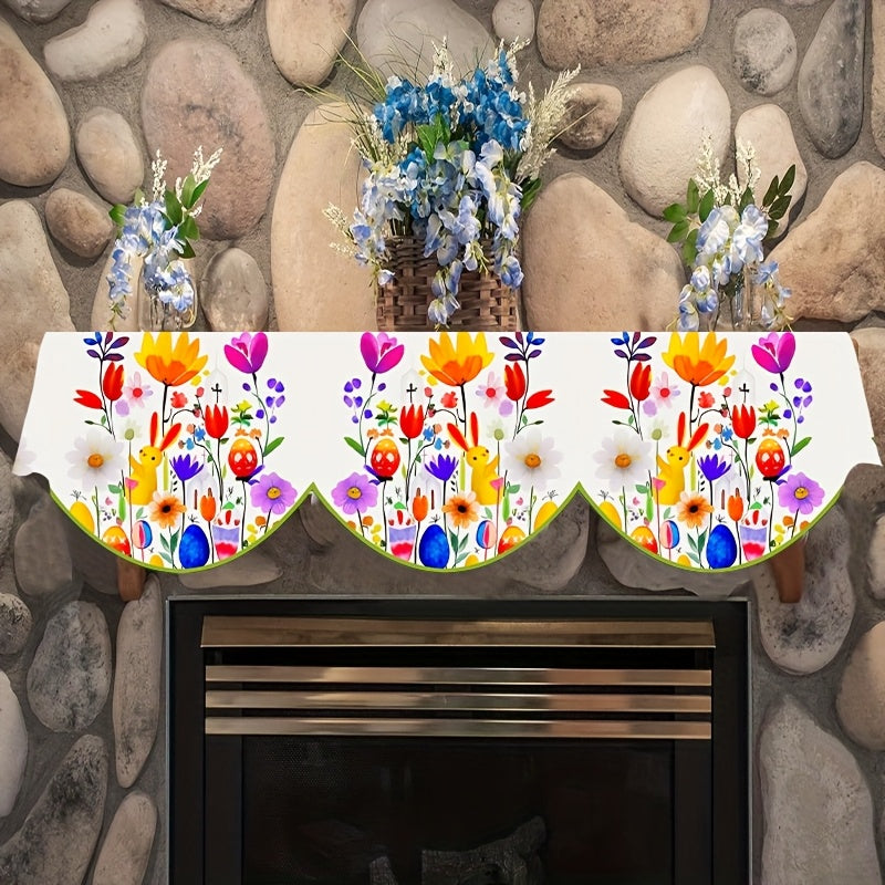 Easter Bunny Mantel Scarf - Festive Rabbit Design Table Runner for Home Decor, 49.78cm x 199.9cm, Suitable for Fireplace, Door, and Window Decoration