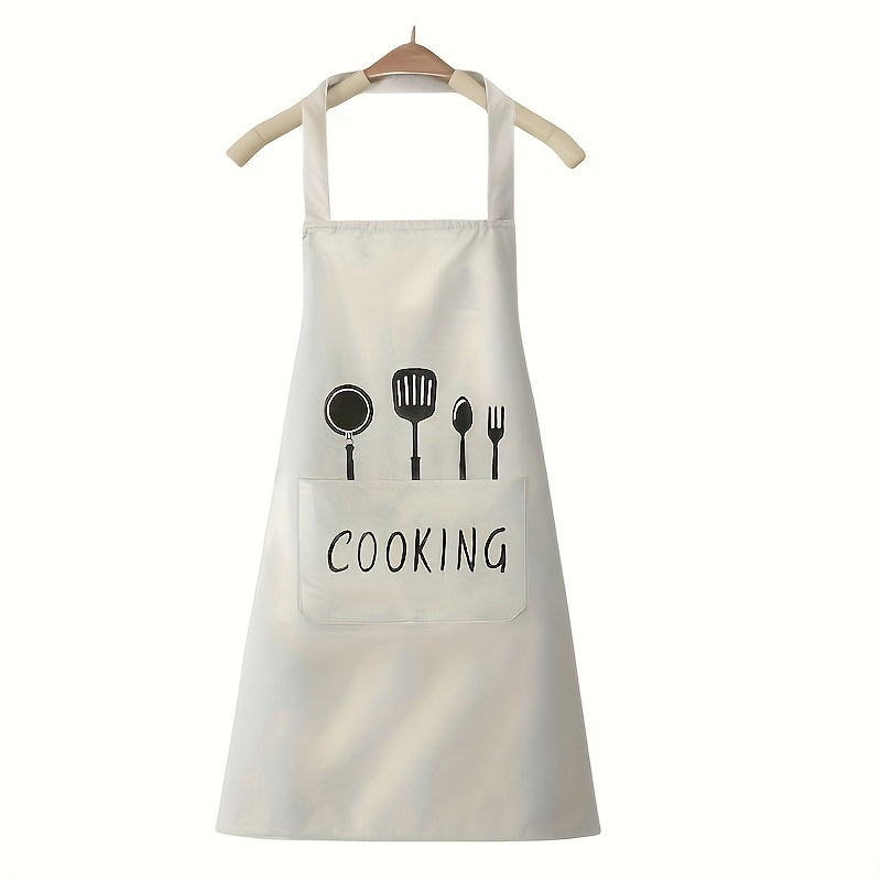 Sturdy polyester apron with pockets, wipeable for both men and women - ideal for kitchen and restaurant.