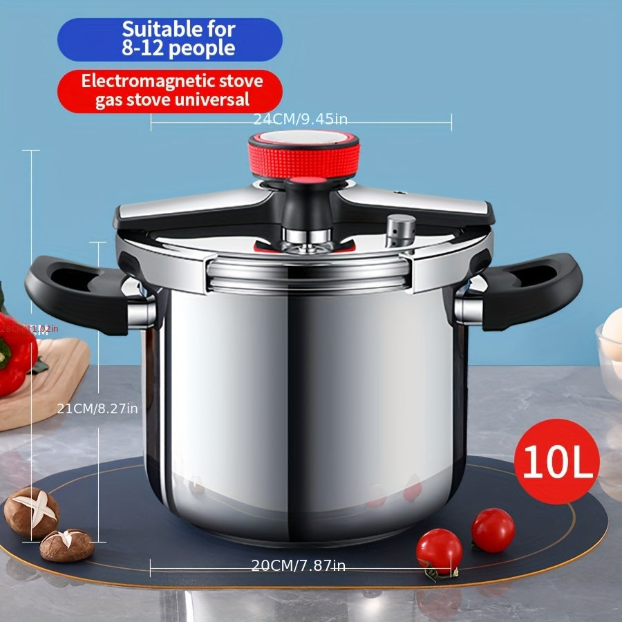 Compact Stainless Steel Pressure Cooker with Secure Latch - Effortless Lid Release, Small Size, Traditional Pressure Pot for Fast Meal Prep.