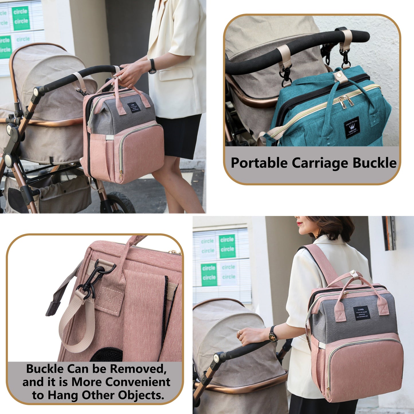 Get the ultimate convenience and style with the Lamroro Multifunctional Diaper Backpack! Made with a soft shell polyester, this daypack includes a changing station, mirror embellishment, multiple compartments, and a stylish striped pattern. Perfect for