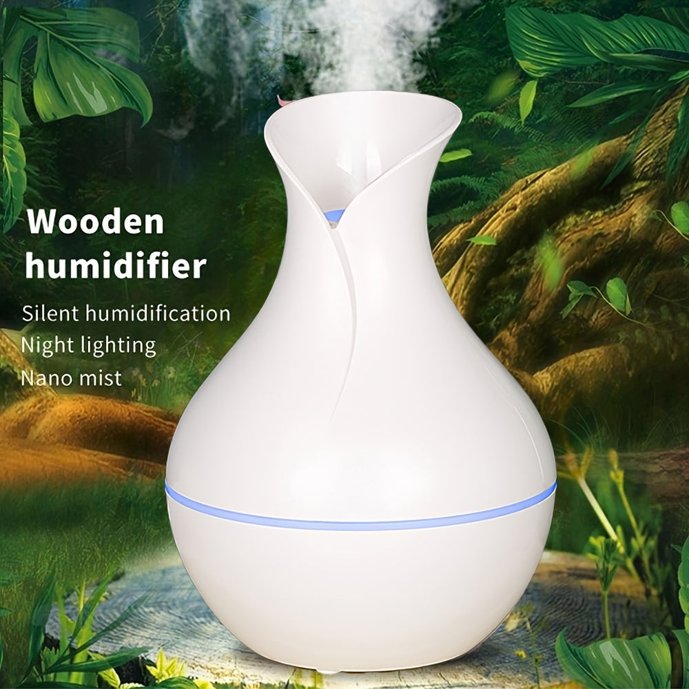 Portable USB-powered humidifier and air purifier suitable for home, office, and travel. Features a cold mist function and acts as an air freshener.