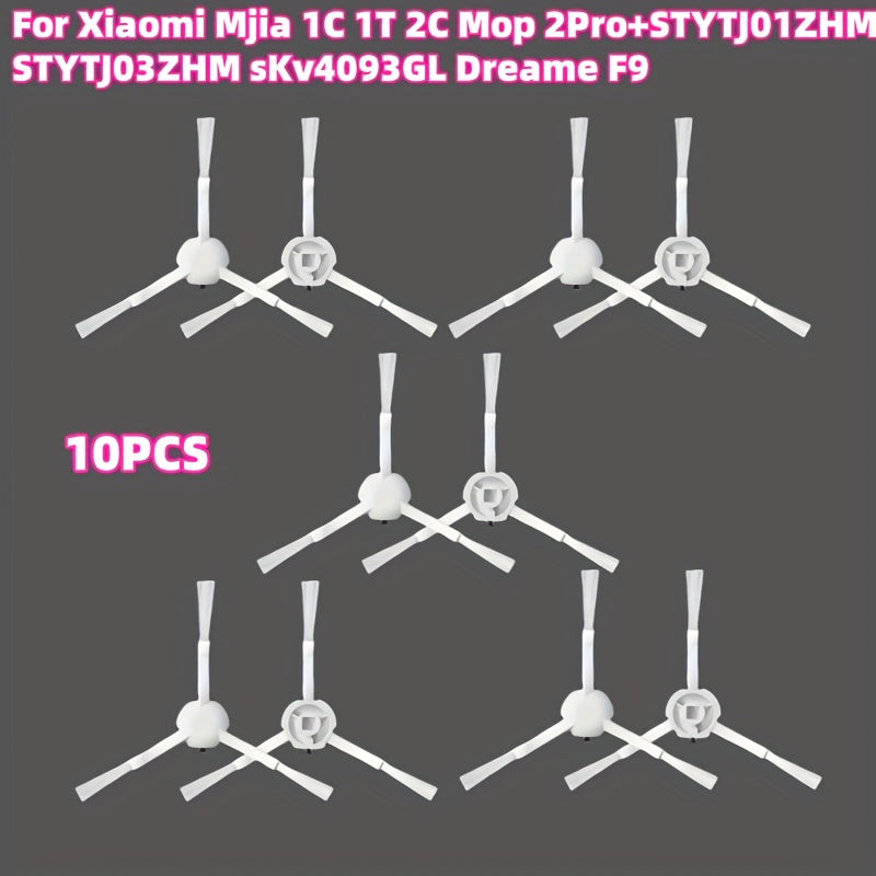 Набор из 10 боковых щеток для роботов-пылесосов Xiaomi Mijia и Dreame - подходит для моделей 1C, 2C, 1T, All-Around и других - изготовлены из долговечного пластика для эффективной уборки пола