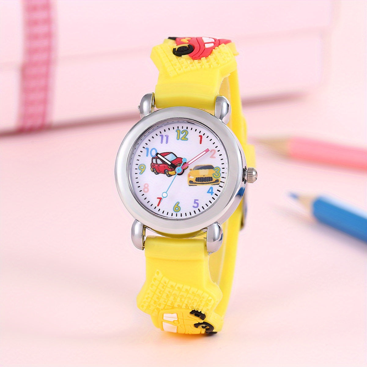 One cute car print quartz watch for boys and girls, perfect for daily life and as a gift.