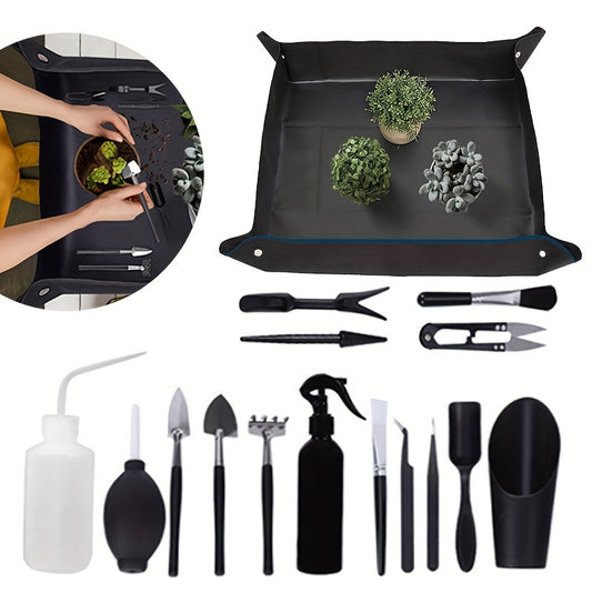 1pc Mini Garden Tool Set for Succulents & Bonsai - Stainless Steel Handles, Trowel, Shovel, Spray Bottle - Ideal for Indoor Gardens.