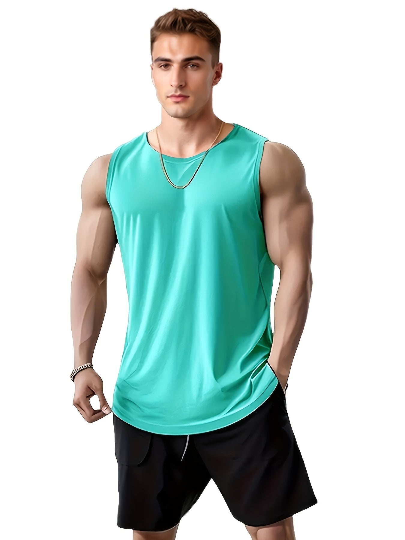 Set of 4 Men's Quick-Dry Athletic Tank Tops - Ideal for Running & Training