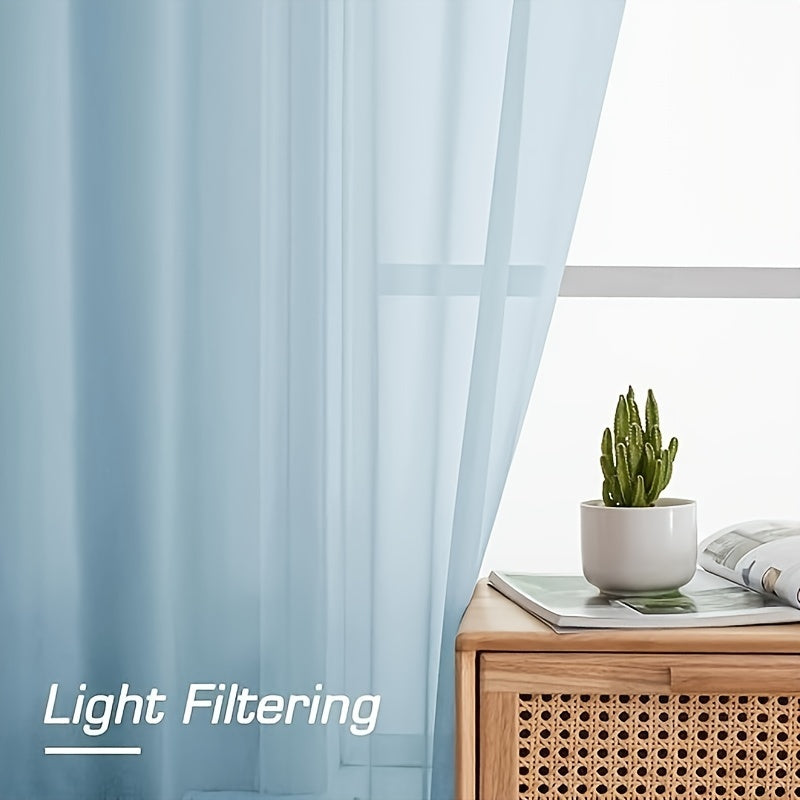 [Top Pick] Add a touch of elegance to your home with these stylish terylene gauze curtains. The two-piece set features a semi-transparent design in a plain color, perfect for creating a breathable and lightweight atmosphere in any room. Hang them with