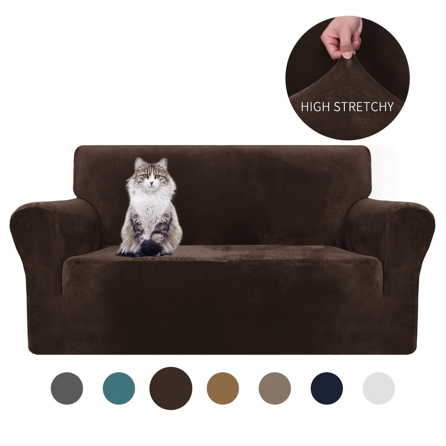 Thickened velvet sofa cover with elastic bottom for all seasons, suitable for pets and provides universal anti-scratch protection for living room home decor.