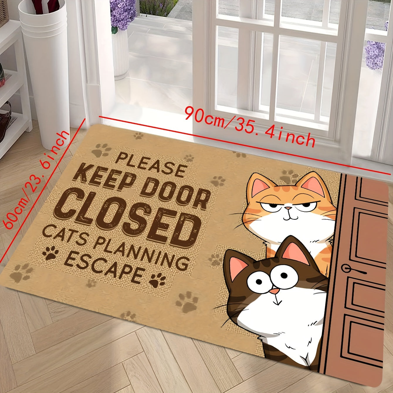 Welcome guests with a delightful cat-themed doormat - Made of anti-slip, stain-resistant polyester material, easy to clean in the washing machine, ideal for indoor home decor