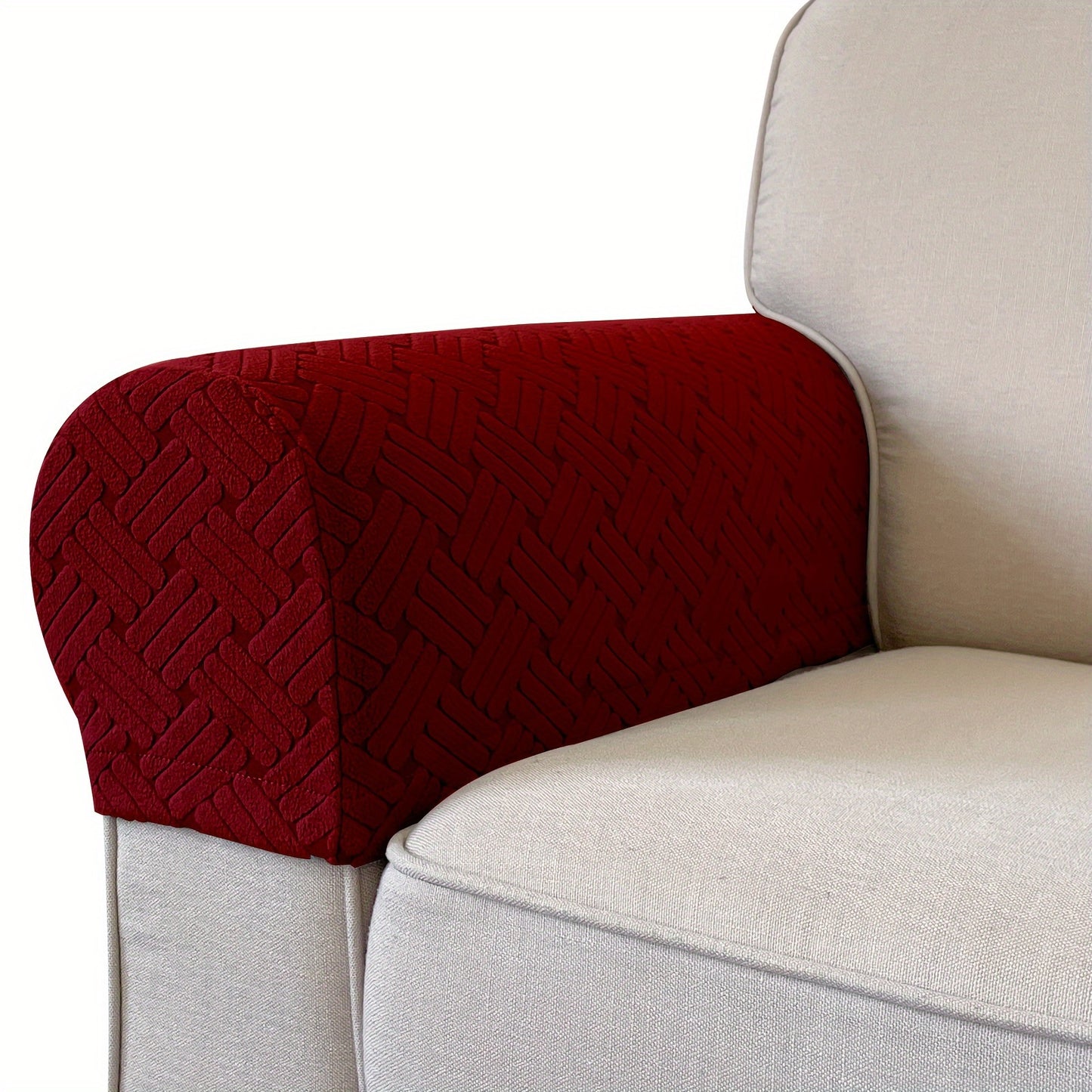 Set of 2 stretch armrest covers for chairs, couches, and sofas. Slipcovers made of spandex for recliner sofas.