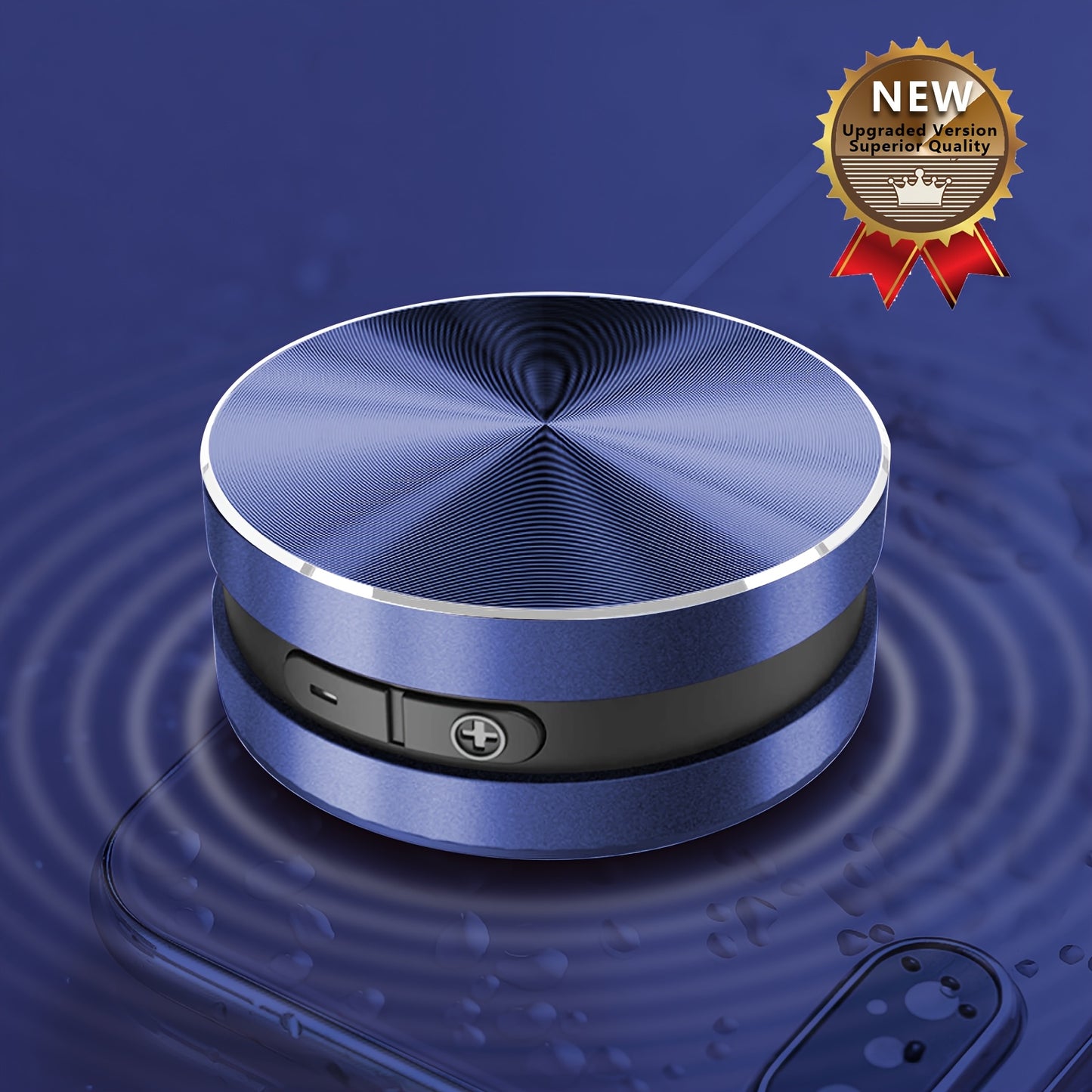 OKJEW 360° Surround Sound Wireless Speaker with Bass Boost, Button Control, Wireless Connectivity, Passive Amplification, Wall Mountable, Battery-Powered.