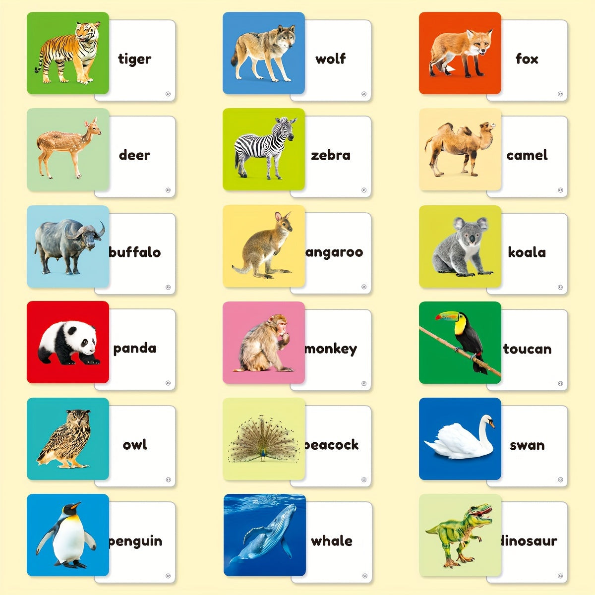 Teeny Baby® Animals Flashcards: 54 Cards featuring Animal Images and English Words for Early Learning.