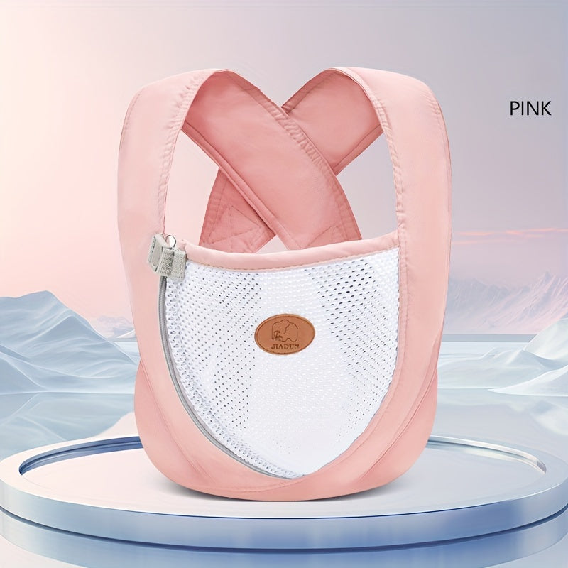 Breathable, multifunctional youngsters carrier with polyester fiber shoulder strap, buckle closure, hand wash only. Available in mixed colors. Youngsters wrap carrier.