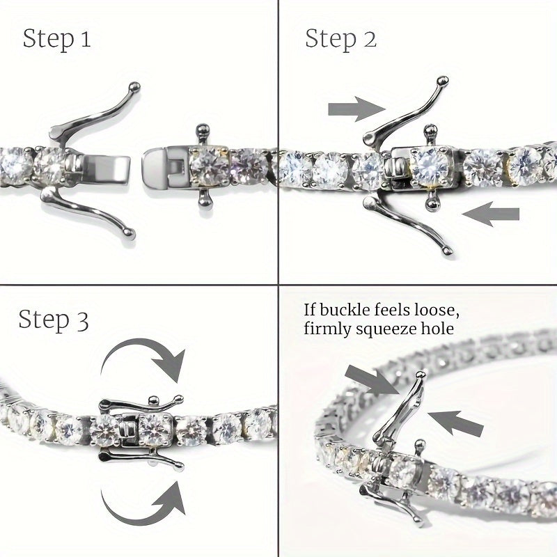 Exquisite Moissanite Tennis Bracelet Set with 10.5-14 Carat Lab-Created Diamonds - Crafted from Hypoallergenic 925 Sterling Silver and Finished with White Golden Plating, Perfectly Elegant and Boho-Chic, Adorned with Natural Stones, Perfect for Everyday