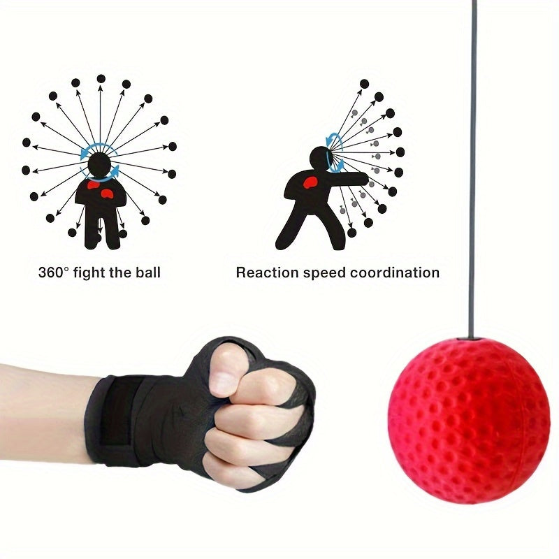 Head-mounted boxing reaction ball for speed and agility training at home, ideal for relaxation and improving boxing skills.