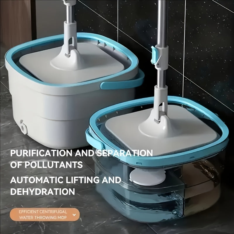 Rotary Mop and Bucket Cleaning Set - Self-Twisting, ABS Material, Automatic Dewatering, Removable Tank, Ideal for Flooring