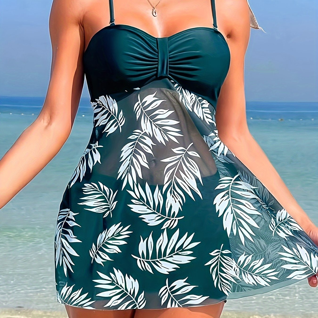 Tropical Print Tankini Swimsuit