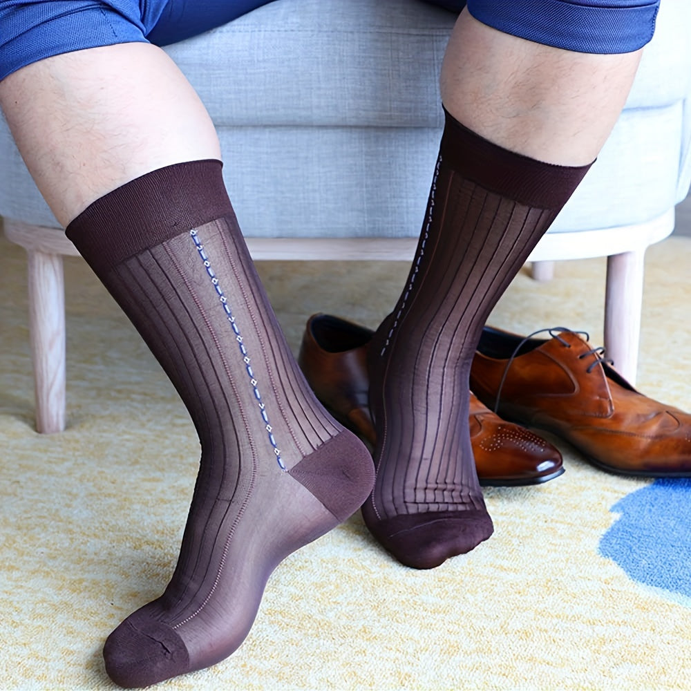 5 Men's Ultra-Thin Sheer Dress Socks - Breathable and Comfortable for Casual & Business Wear