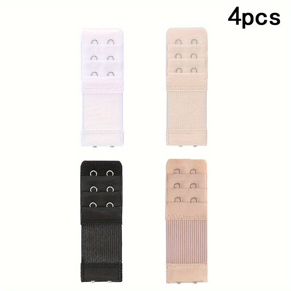 4 pieces of bra strap extenders with 3 hooks for adjustable comfort. Perfect for women's lingerie and underwear.