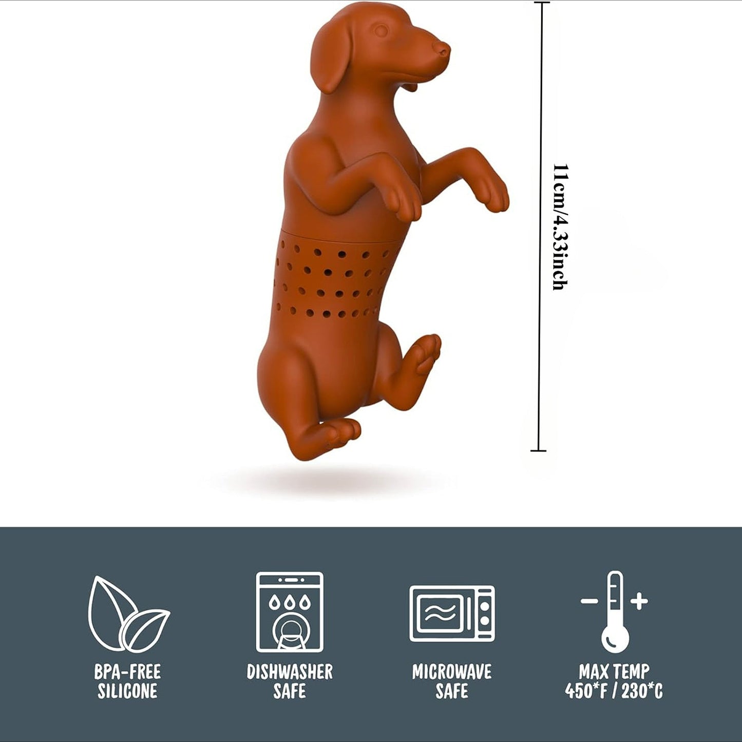 Очаровательное силиконовое ситечко для заваривания чая в форме щенка — отлично подходит для заваривания листового, фруктового и пряного чая — прекрасный подарок для любителей чая — удобный, моющийся и экологичный кухонный инструмент