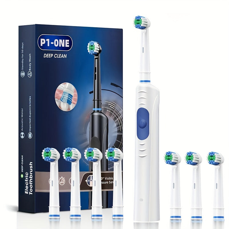 Rechargeable electric toothbrush, ideal for adults and couples, provides deep teeth cleaning.