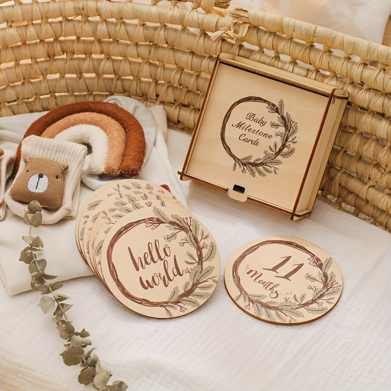 1 Set of Wooden Announcement Signs including Round Signs, Welcome Props, Photography Props, and Birthday Gifts