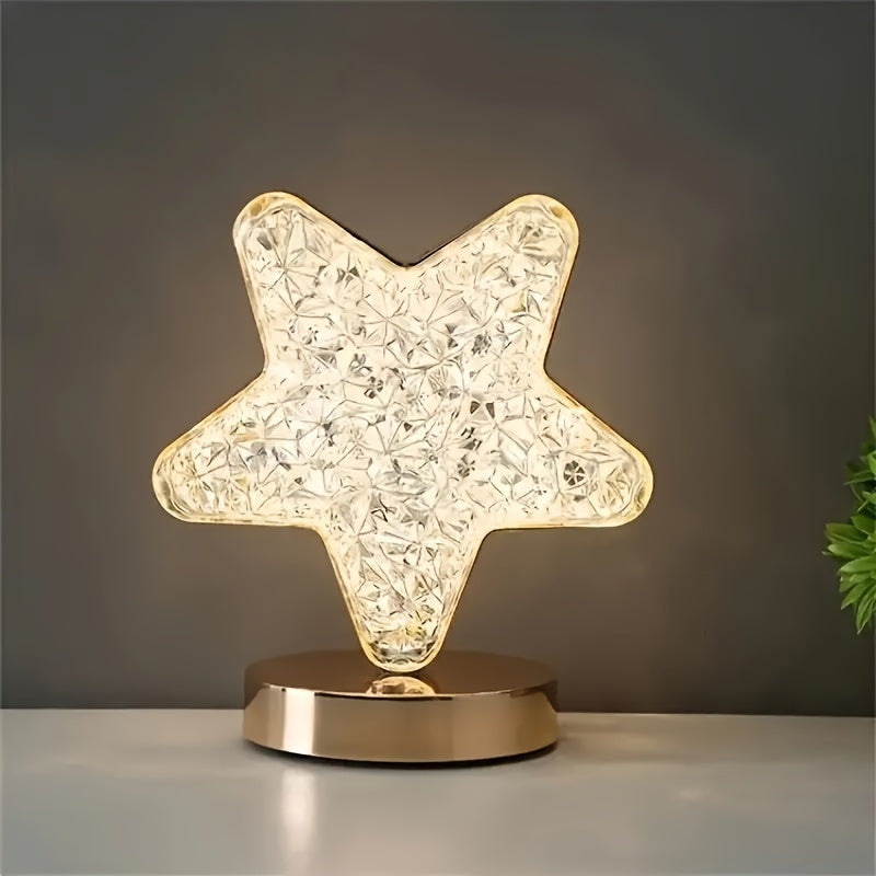 Modern night light with starry moon design, USB powered high-quality decorative bedside lamp.