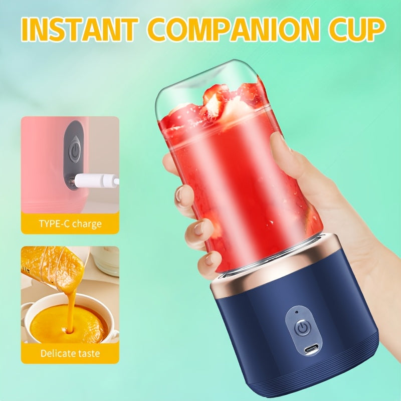 Portable USB Rechargeable Blender with 2 Cups - 13.4OZ Smoothie Mixer, 6-Speed Adjustable, Ideal for Fruits, Vegetables, and Smoothies. Features Built-in 400mAh Battery for Camping, Dining, and Outdoor Use.