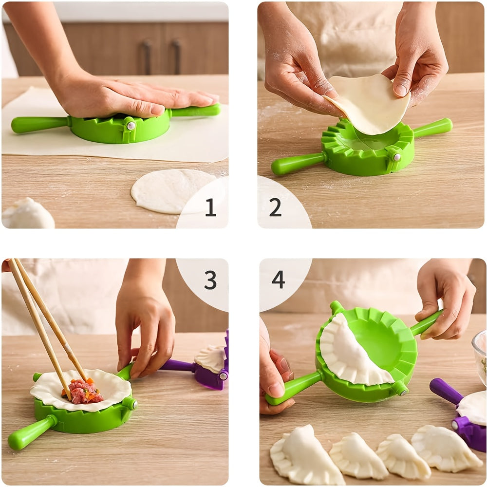 One Magic Dumpling Maker Kit that includes tools to mold ravioli, empanadas, momos, gyozas, pot stickers, Jamaican beef patties, pierogi, calzones, as well as a wonton dough press and pasta making tools. Available in sets of 1 piece or 4 pieces.