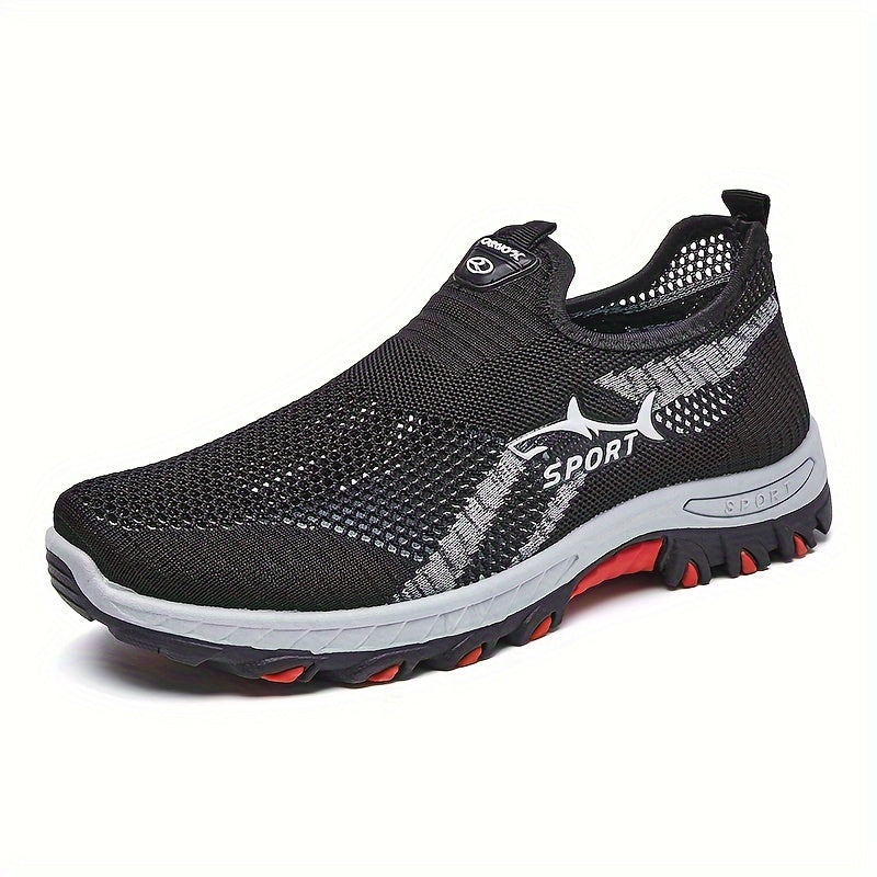 Men's slip-on athletic sneakers with breathable mesh upper, rubber sole, and casual sports style for spring/summer.