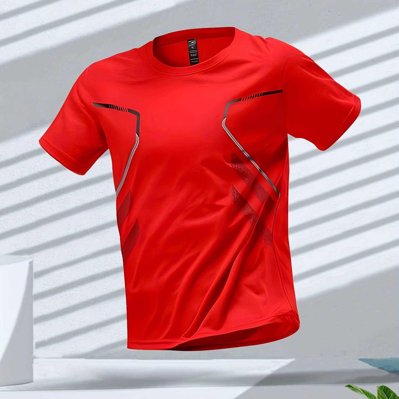 Men's Quick-Dry Athletic T-Shirt with Gradient Design for Gym and Sports - Lightweight Polyester Material, Moisture-Wicking and Breathable