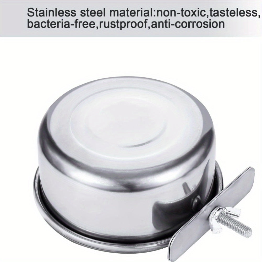 Stainless steel reptile feeding dish with clamp holder for water and food - non-toxic, rustproof, and suitable for various species.