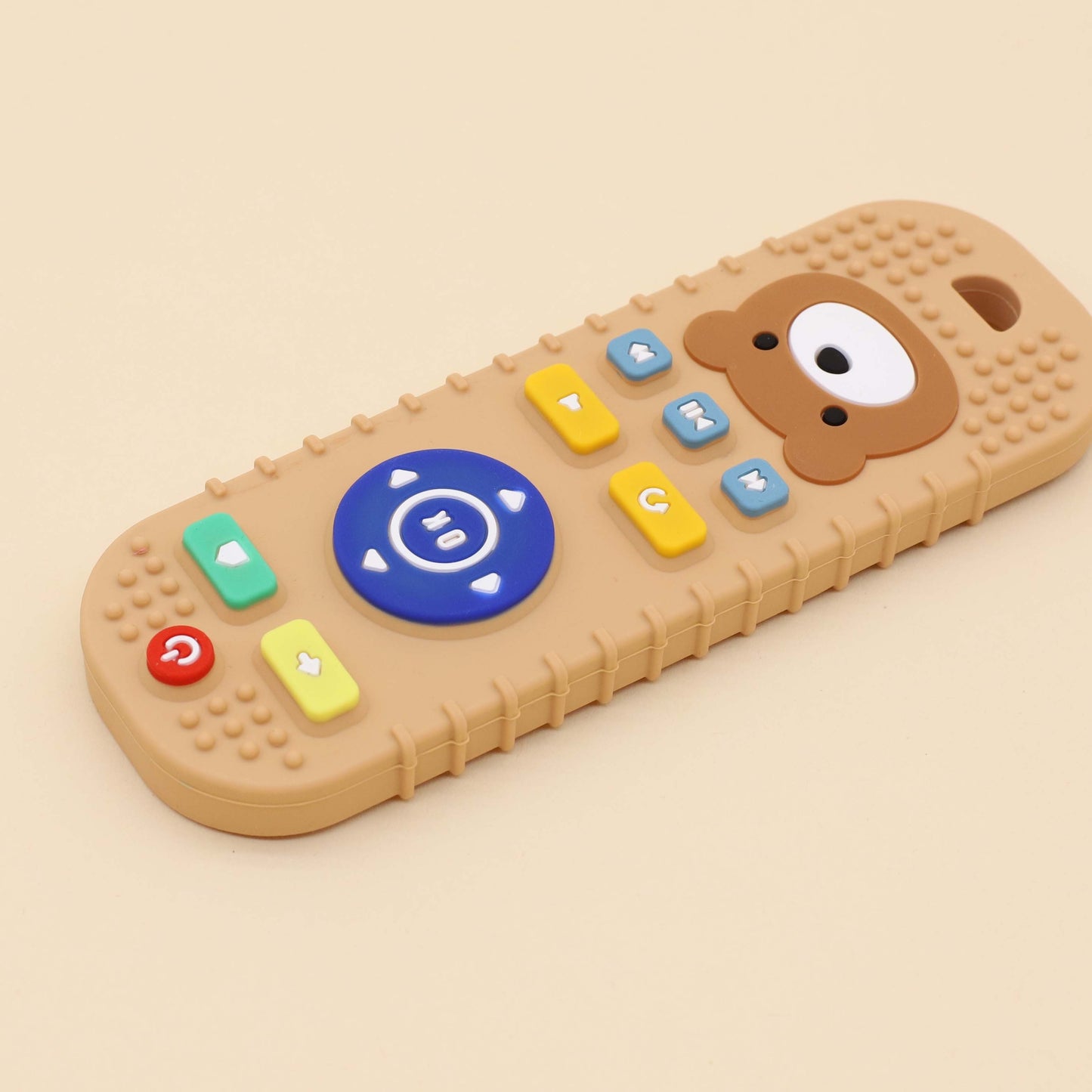 Simulated remote control teether toy made of food-grade silicone.