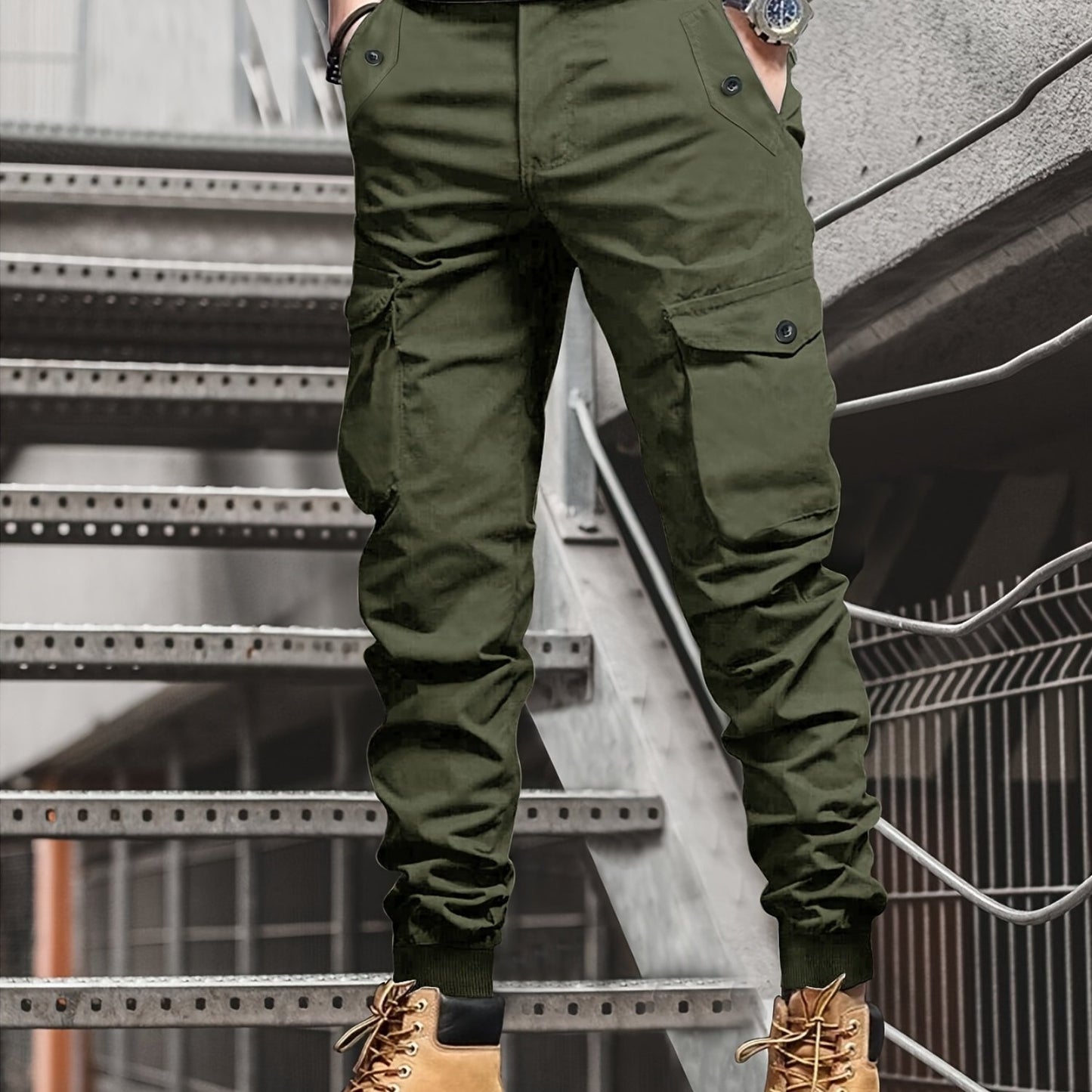 Men's cargo pants with multiple pocket decorations, suitable for spring and summer. Model 2188. Stylish and casual joggers.