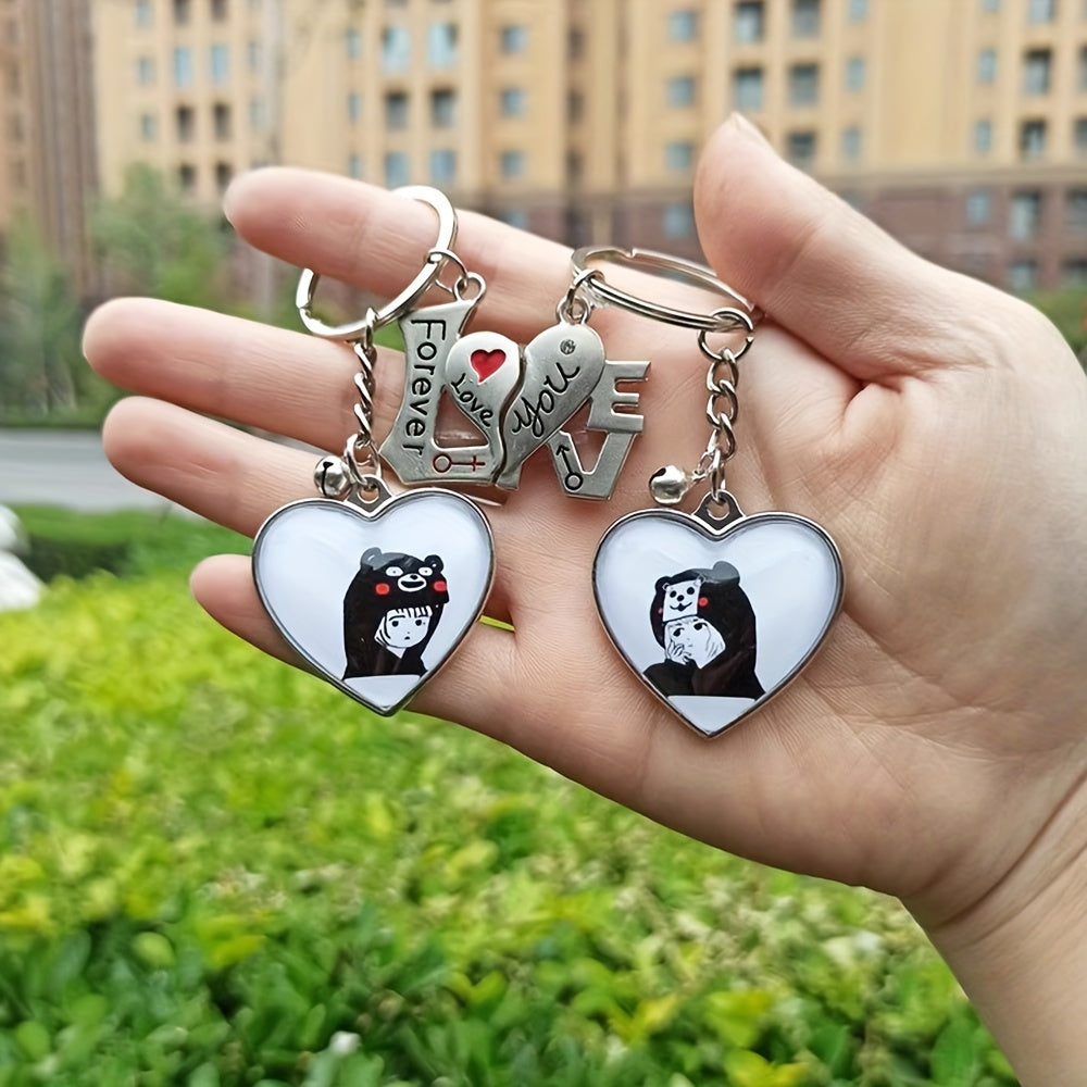 Customizable Couple Keychain With Personalized Photos - Heart-Shaped Love Charms - Perfect Gifts for Weddings, Anniversaries, and Valentine's Day - Durable Metal Frame - Suitable for Ages 14+