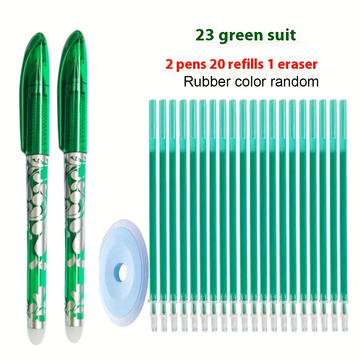 23pcs of 0.5mm Erasable Gel Pens with Fine Point for School and Office Use, Smooth Writing, Oval Body with Click-Off Cap