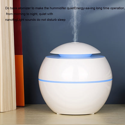 Quiet USB-powered cold mist humidifier and essential oil diffuser, ideal for bedroom, office, living room, and travel during winter and autumn. Portable and easy to clean.